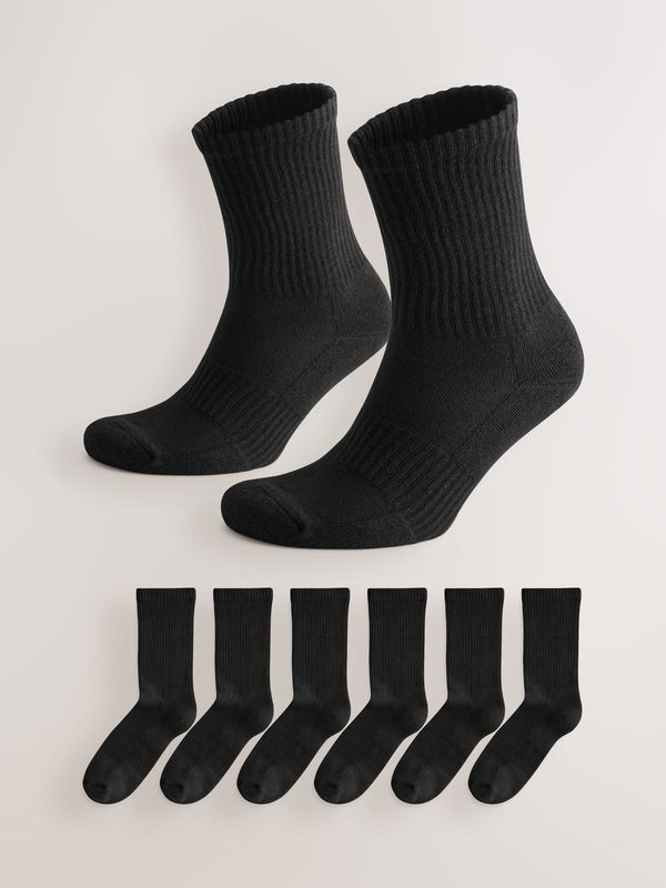 Black Essential Sports Socks 6 Pack