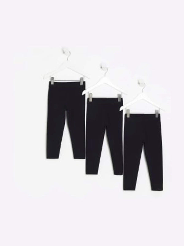 River Island Black Mini Girls Plain Leggings 3 Pack