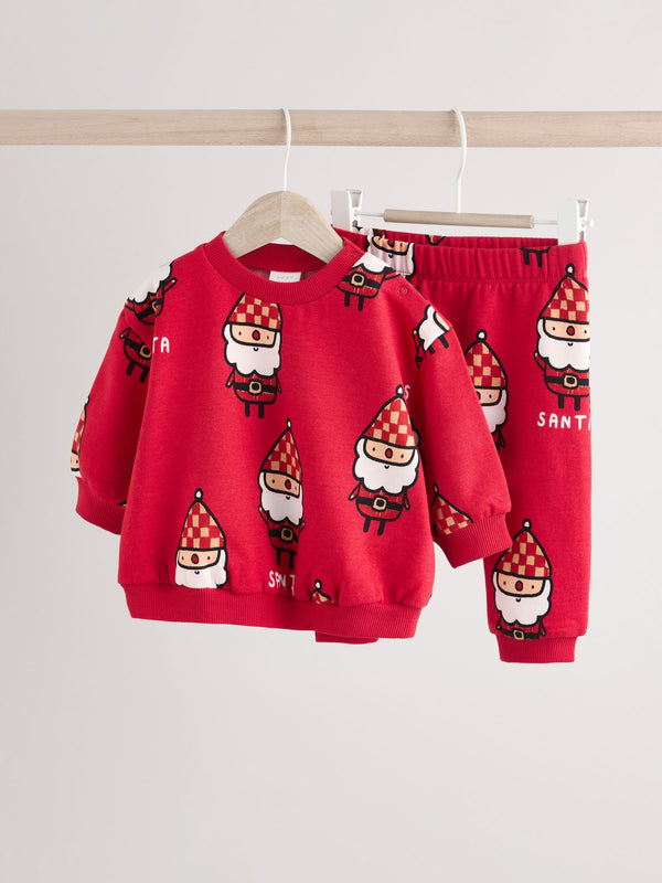 Red Santa Baby Christmas Cosy Sweatshirt and Joggers Set (0mths-2yrs)