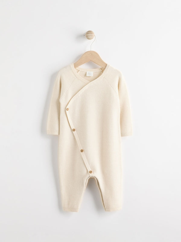 Cream Knitted Wrap Baby Romper immediate