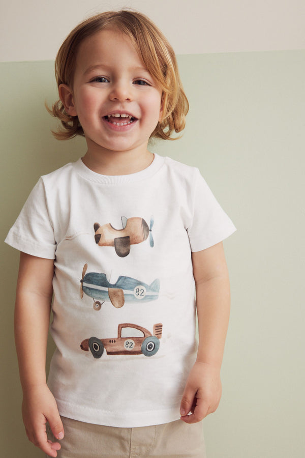 White Transport Short Sleeve T-Shirt (3mths-7yrs)