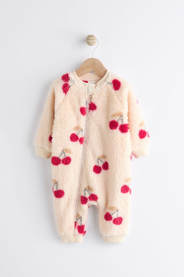 White Heavyweight Fleece Baby Sleepsuit