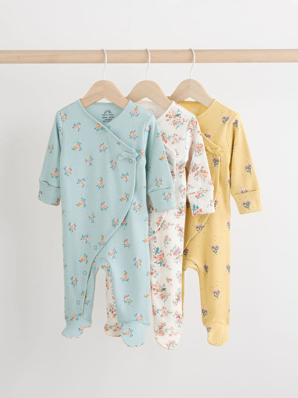 Blue/Yellow 100% Cotton Wrap Baby Sleepsuit (0-2yrs)