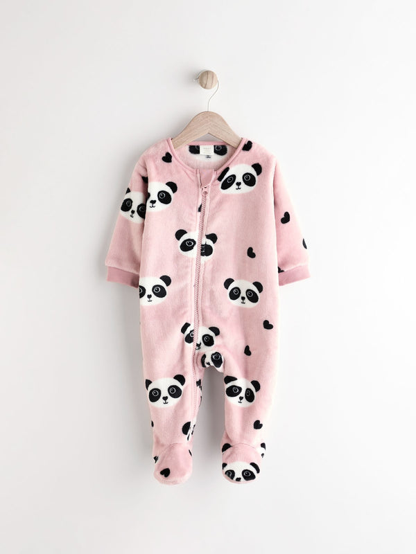 Pink panda Baby Zip Fleece Sleepsuit(immediate)