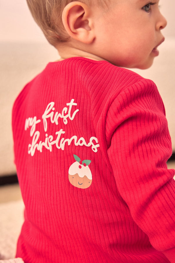 Red My First Christmas Baby Sleepsuit (0mths-3yrs)