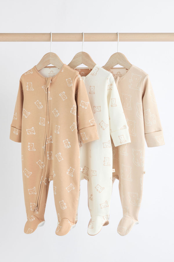 Neutral Baby Bear Sleepsuit 3 Pack (0-2yrs)