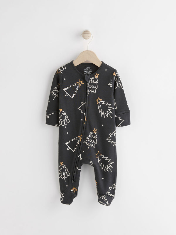 Black/White Matching Family Baby Christmas Tree 100% Cotton Sleepsuit (0mths-3yrs)