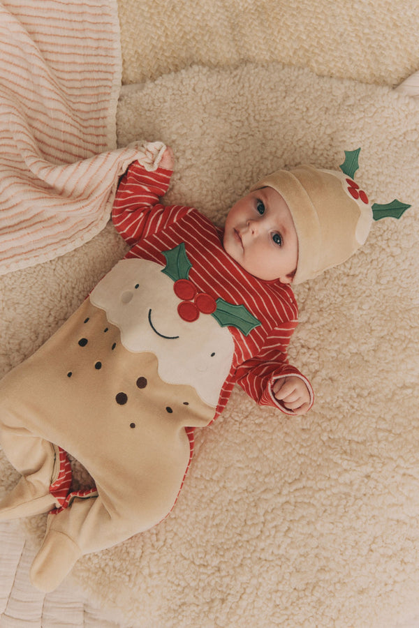 Red Pudding Baby Christmas Pudding Sleepsuit Pack (0mths-2yrs)