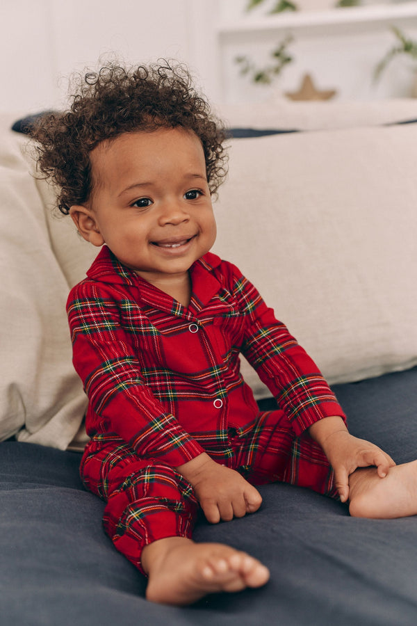 Red Check Matching Family Baby Christmas Flannel Check Sleepsuit (0mths-3yrs)