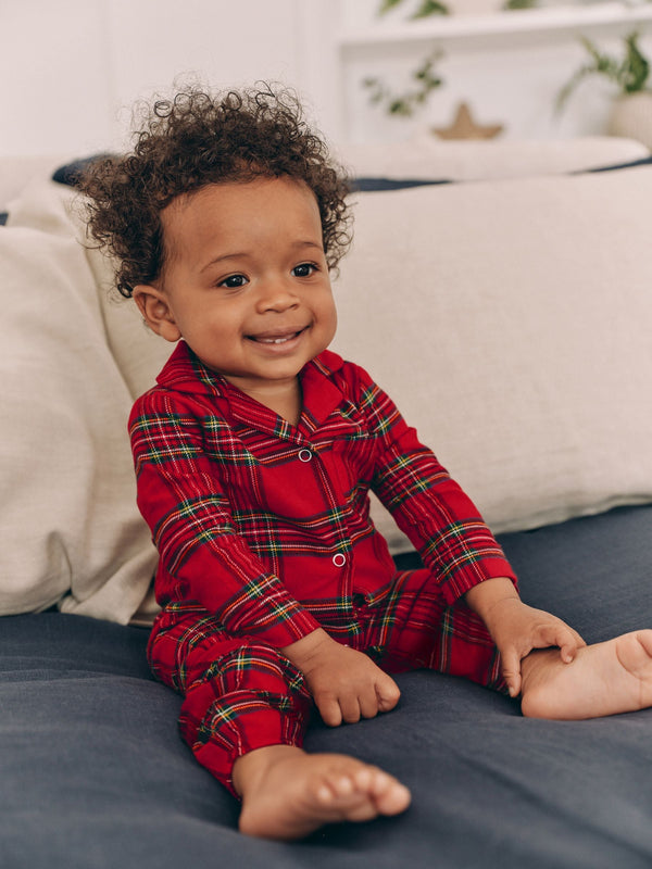 Red Check Baby Matching Family Christmas Flannel Check 100% Cotton Sleepsuit (0mths-3yrs)