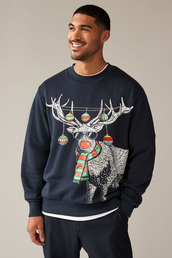 Grey/Navy Crew Sweatshirt Christmas Hoodie