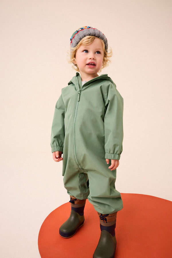 Khaki Green Waterproof Fleece Lined Puddlesuit (3mths-7yrs)