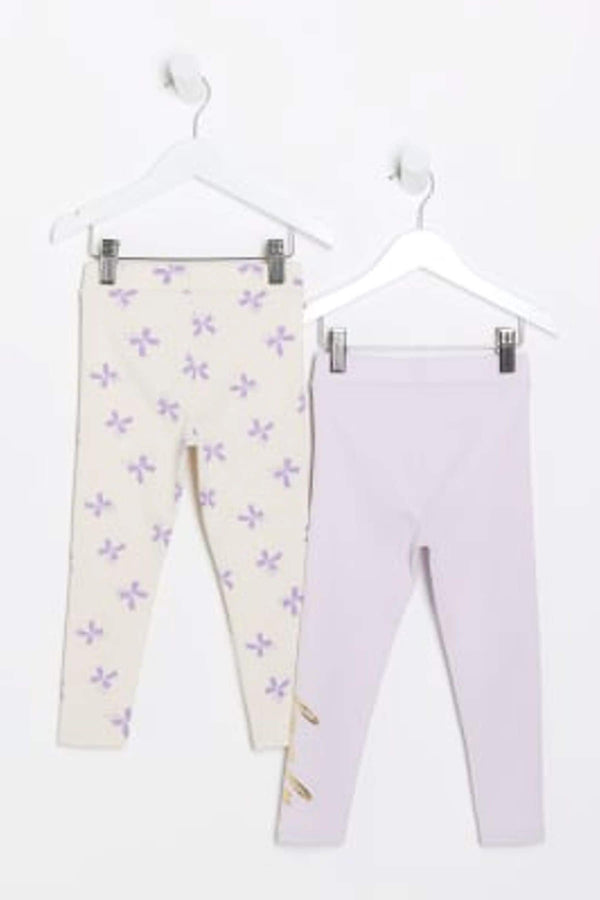 River Island Mini Girls Bow Leggings 2 Pack