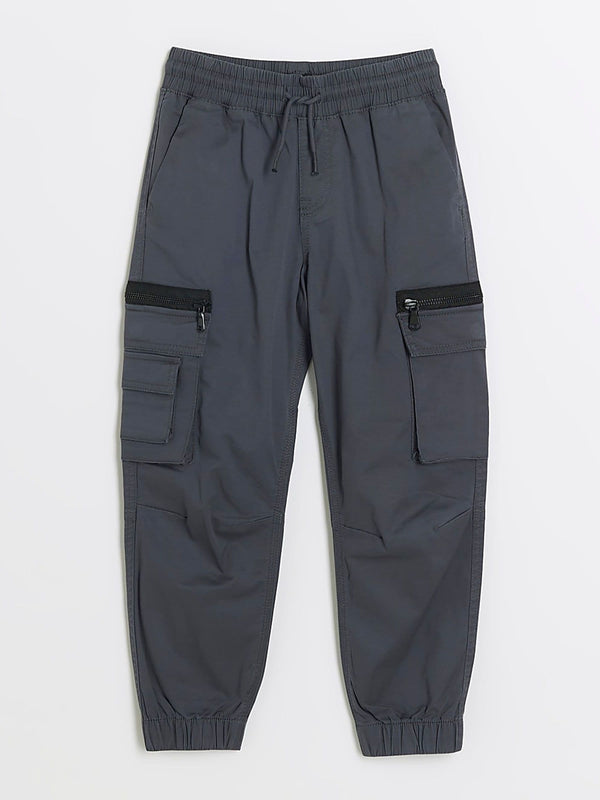 River Island Grey Tech Cargo Trousers
