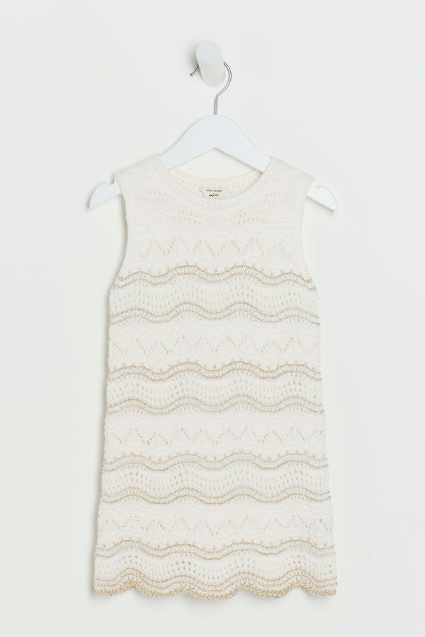 Cream River Island Mini Girls 100% Cotton Crochet Dress