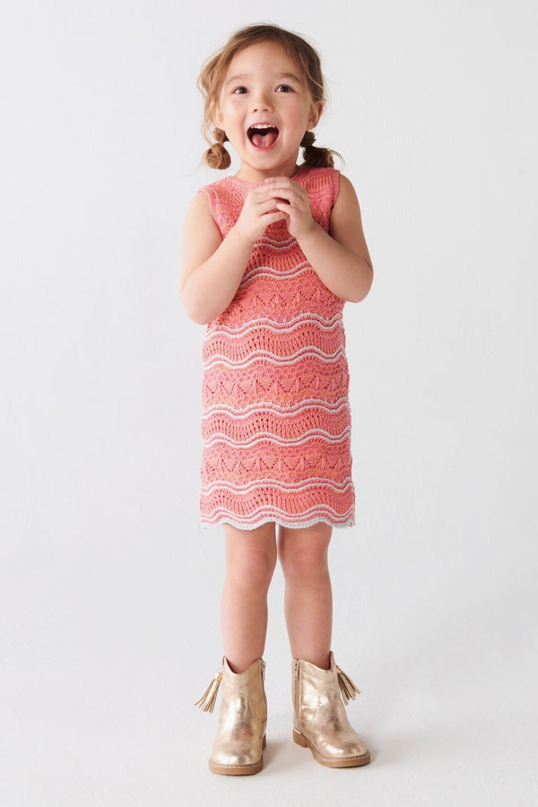 River Island Pink Mini Girls Crochet Dress