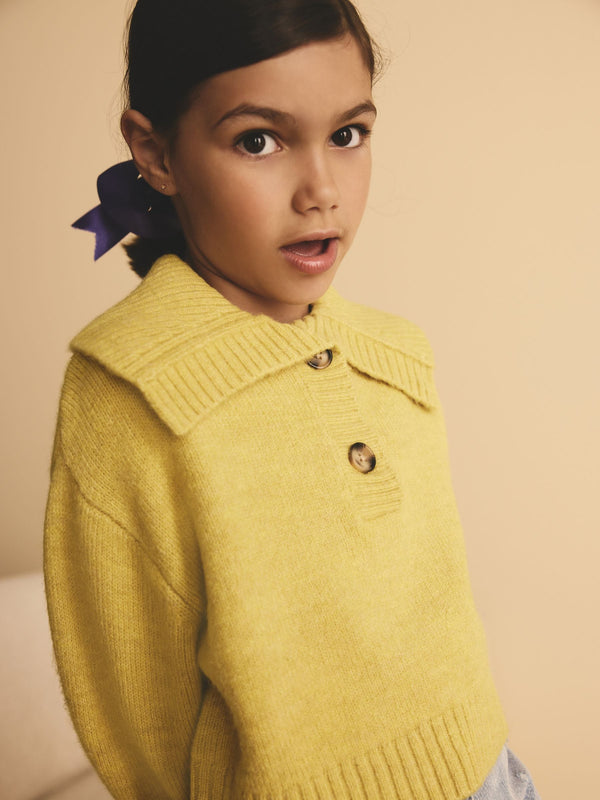 Olive Green Collar Jumper (3-16yrs)