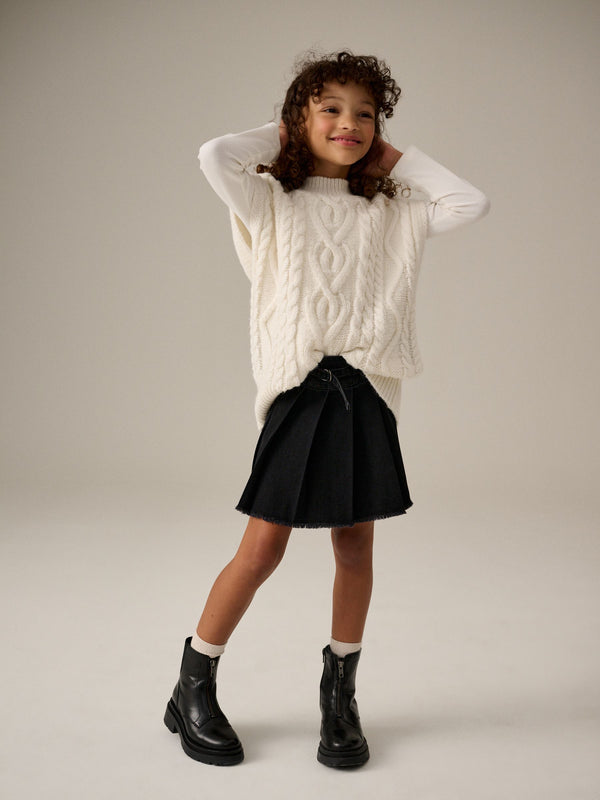 Ecru Cable Knitted Tank (3-16yrs)
