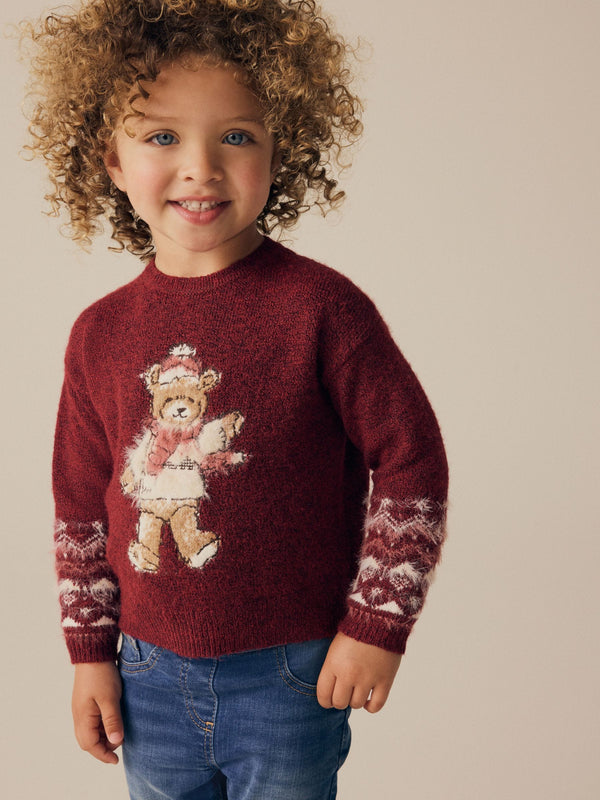 Red Christmas Bear Jumper (3mths-7yrs)