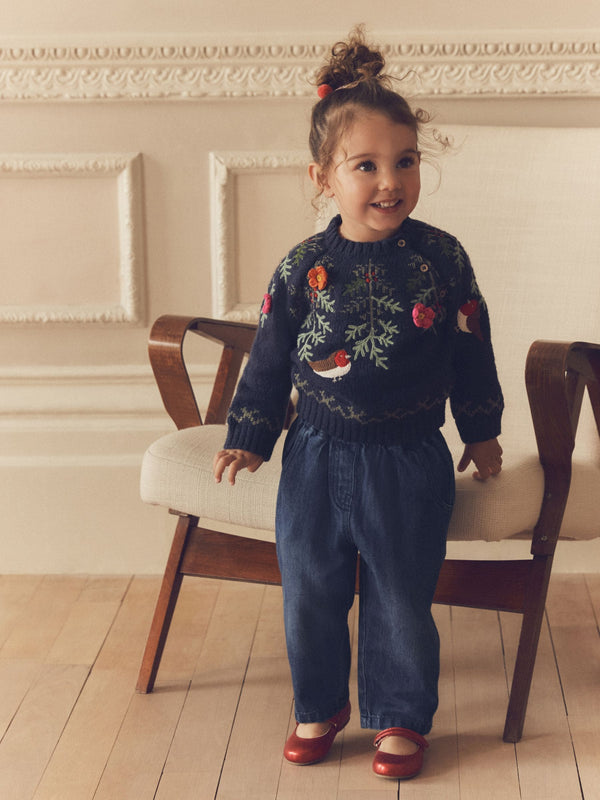 Navy Robin Christmas Jumper (3mths-7yrs)