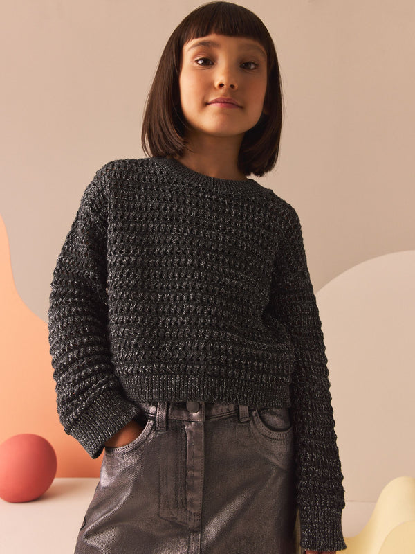 Charcoal Grey Metallic Jumper (3-16yrs)