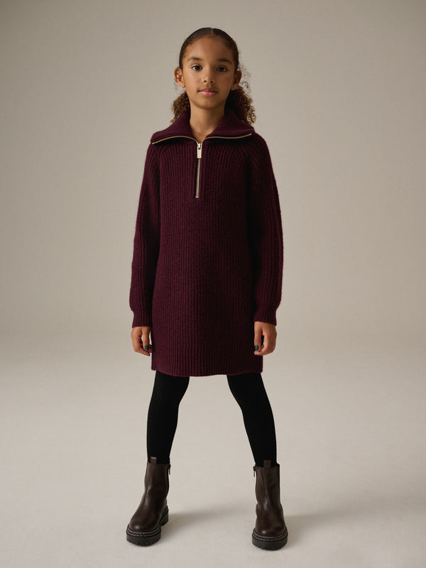 Burgundy Zip Jumper Dress (3-16yrs)