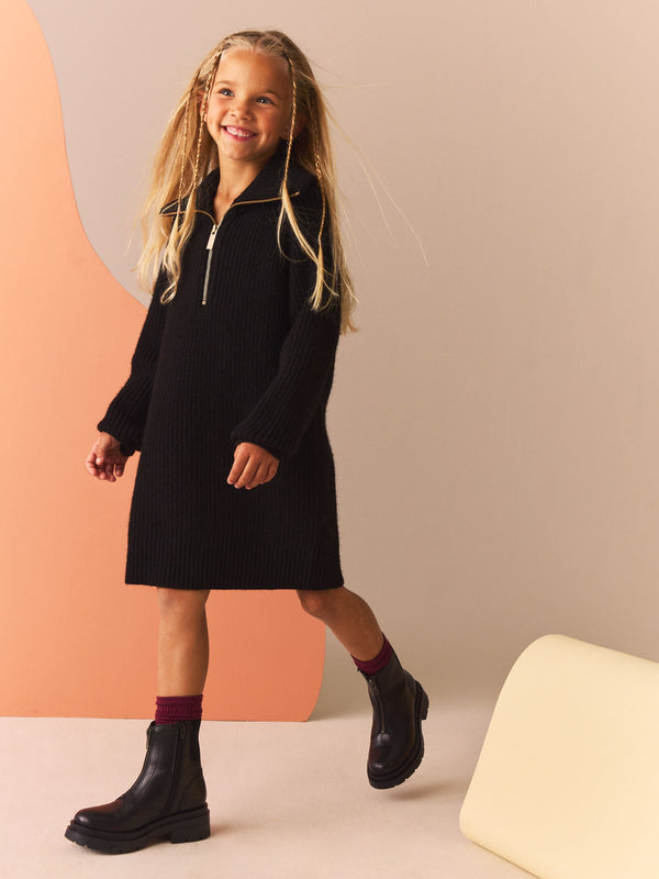 Black Zip Jumper Dress (3-16yrs)