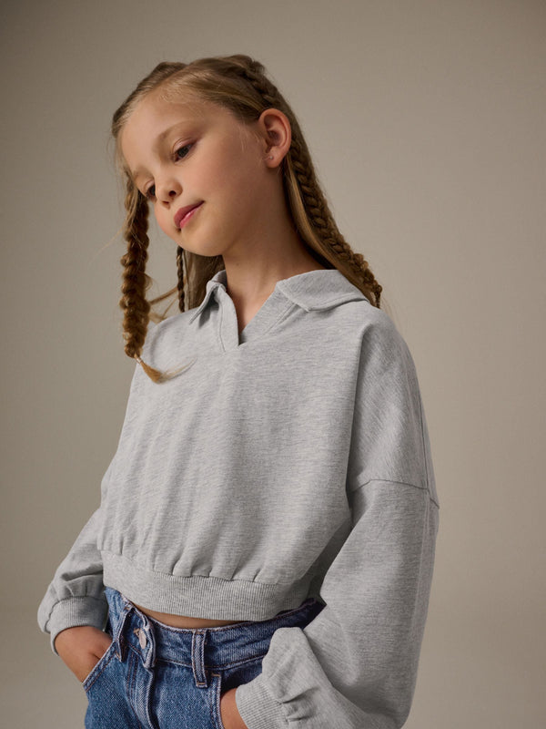 Grey Collared Boxy Sweatshirt (3-16yrs)