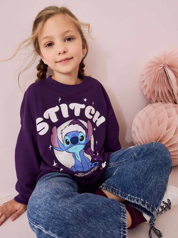 Lilo & Stitch Purple Christmas License 100% Cotton Sweatshirt (3-16yrs)