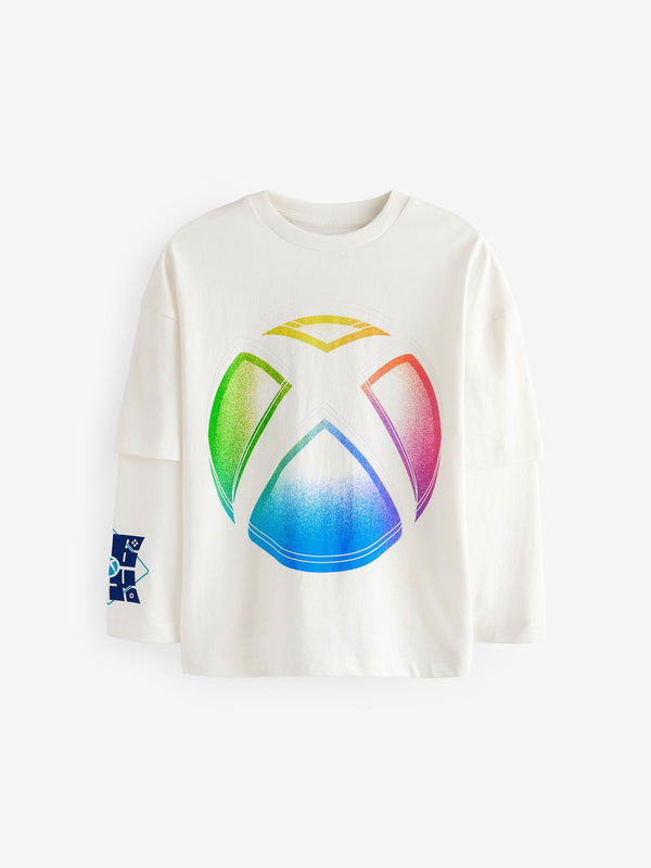 White Licensed Xbox Back Print Long Sleeve T-Shirt (3-16yrs)