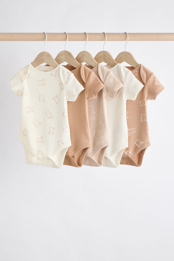 Neutral Baby Short Sleeves Bear Cotton Bodysuits 5 Pack