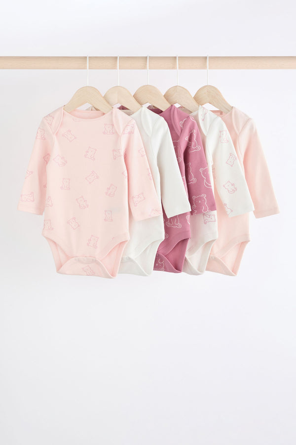 Pink 5 Pack Baby Bodysuits