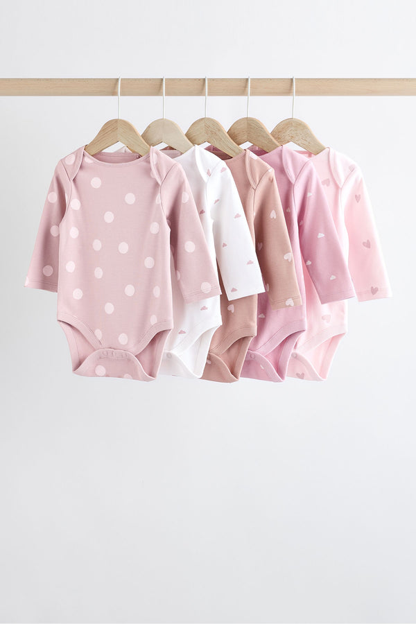 Pink Baby 100% Cotton Bodysuits 5 Pack