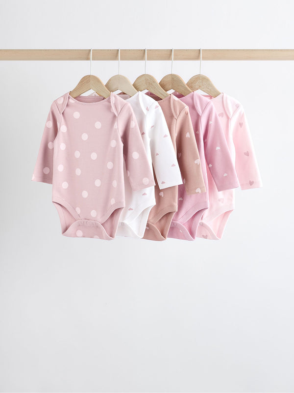 Pink Baby 100% Cotton Bodysuits 5 Pack