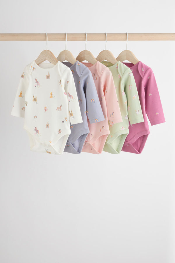 Multi Baby 100% Cotton Bodysuits 5 Pack