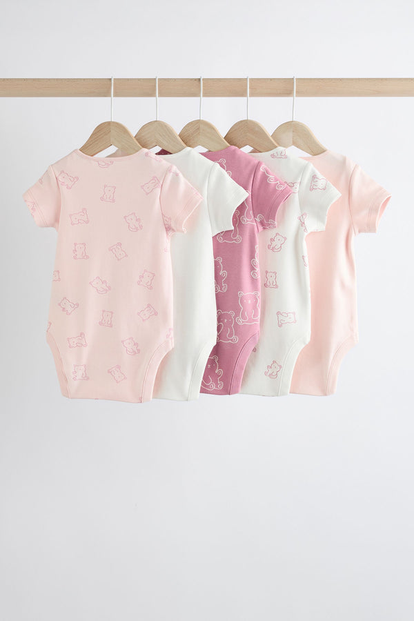 Pink Baby 100% Cotton Bodysuits 5 Pack