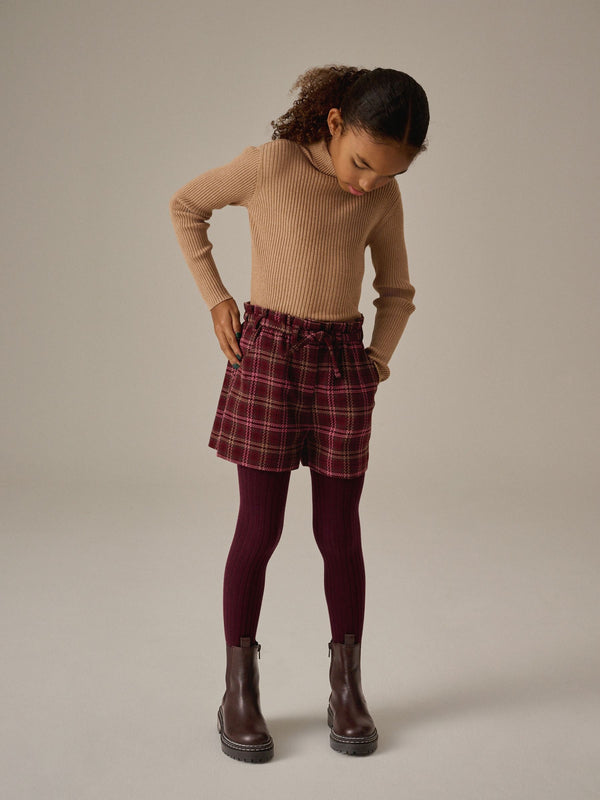 Berry Red Check Shorts (3-16yrs)