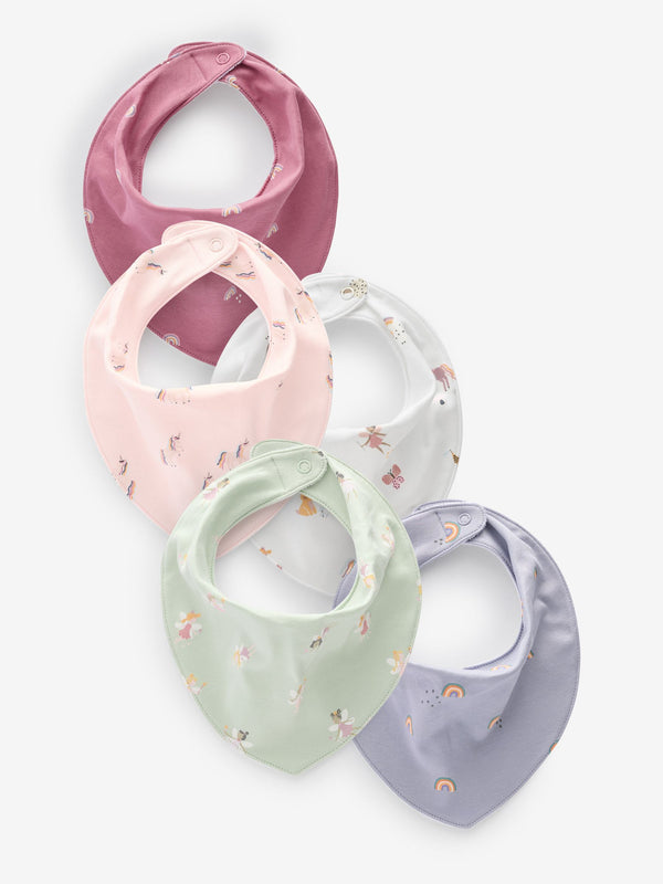 Pink 100% CottonDribble Bibs 5 Pack