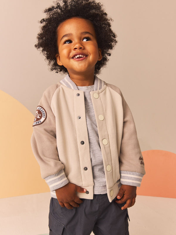 Stone/Grey Letterman Jacket (3mths-7yrs)