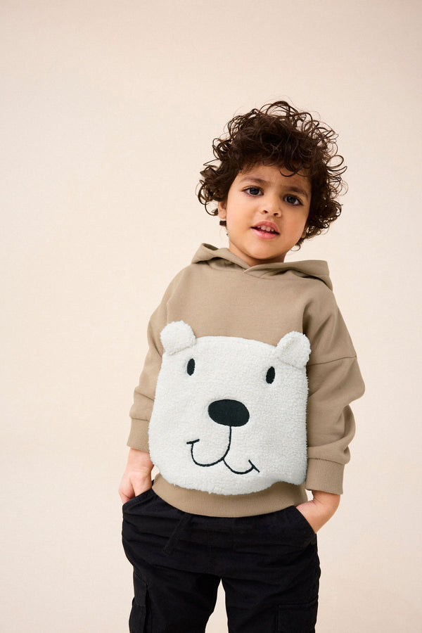 Stone Borg Bear 100% Cotton Hoodie (3mths-7yrs)