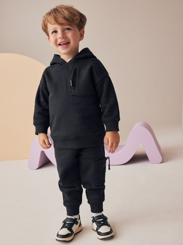 Black Utility Hoodie and Joggers Set (immediate)