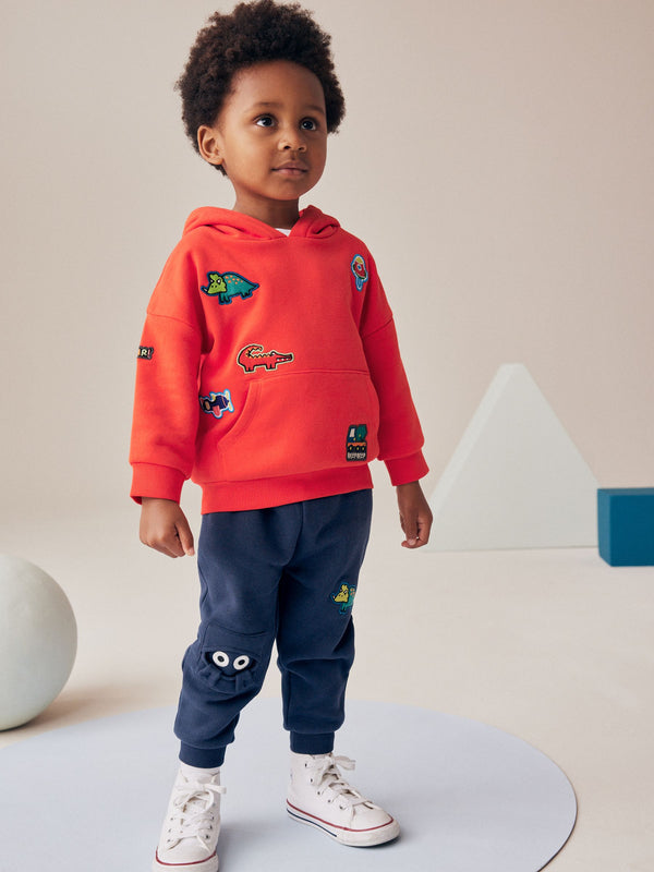 Red/Navy Blue Character Badges Hoodie and Joggers Set (3mths-7yrs)