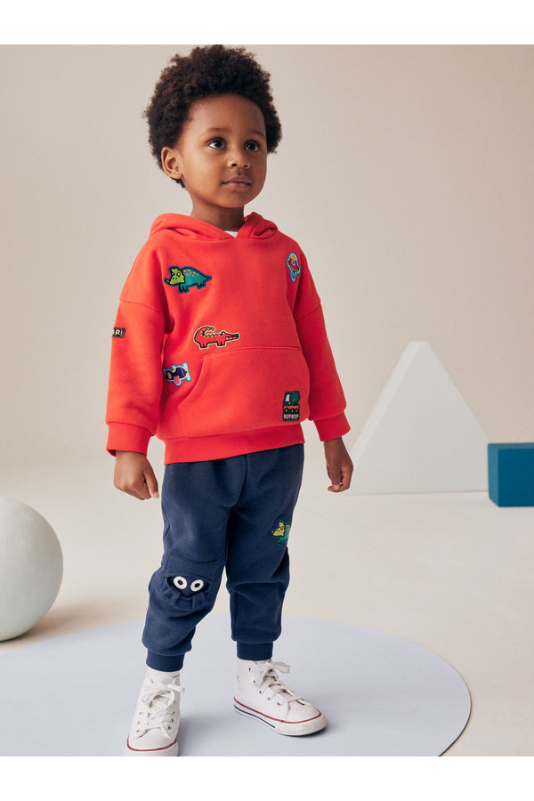 Red/Navy Blue Character Badges Hoodie and Joggers Set (3mths-7yrs)