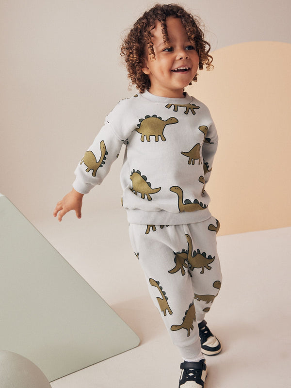 Mineral Blue Dinosaurs All-Over Print Character Sweatshirt and Joggers Set (3mths-7yrs)