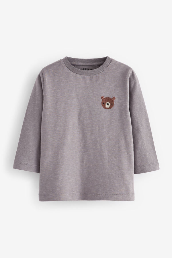 Grey Bear 100% Cotton Long Sleeve Semi Plain T-Shirt (3mths-7yrs)