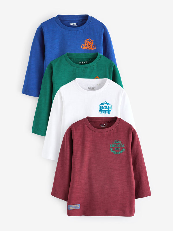 Blue/Green Long Sleeve Character T-Shirts 4 Pack (3mths-7yrs)