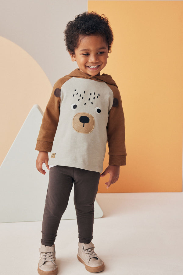 Brown Bear Long Sleeve 100% Cotton Hoodie and Leggings Set (3mths-7yrs)