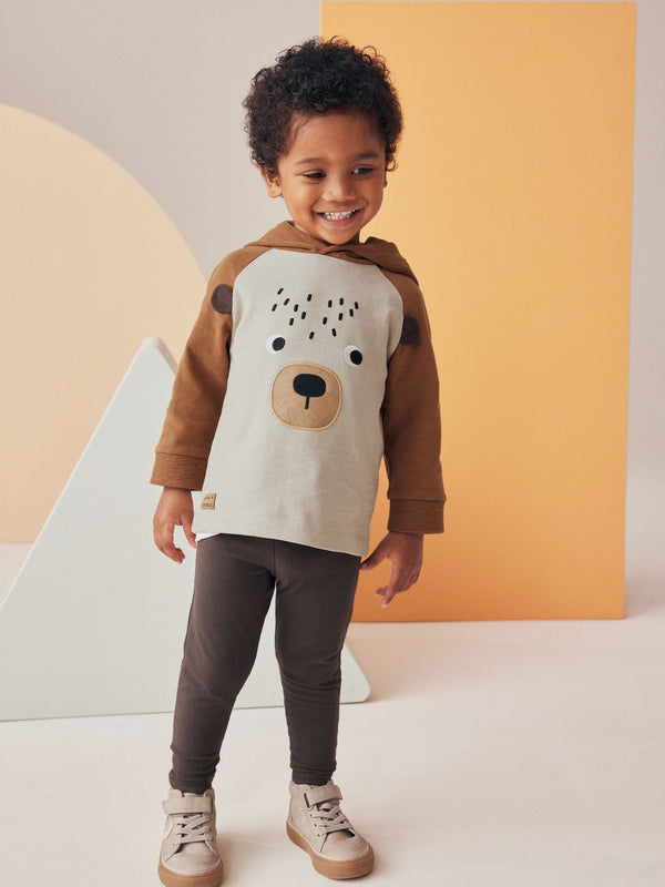 Brown Bear Long Sleeve 100% Cotton Hoodie and Leggings Set (3mths-7yrs)