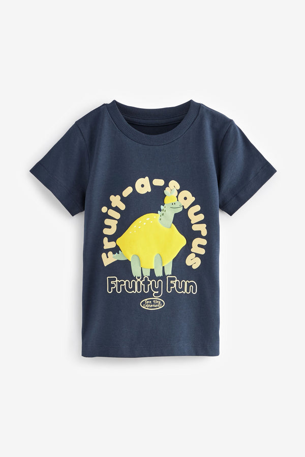 Navy Lemon Dino Short Sleeve Character T-Shirt (3mths-7yrs)