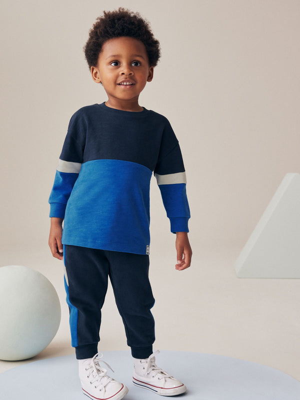 Blue 100% Cotton Long Sleeve Soft Touch T-Shirt and Joggers Set (3mths-7yrs)